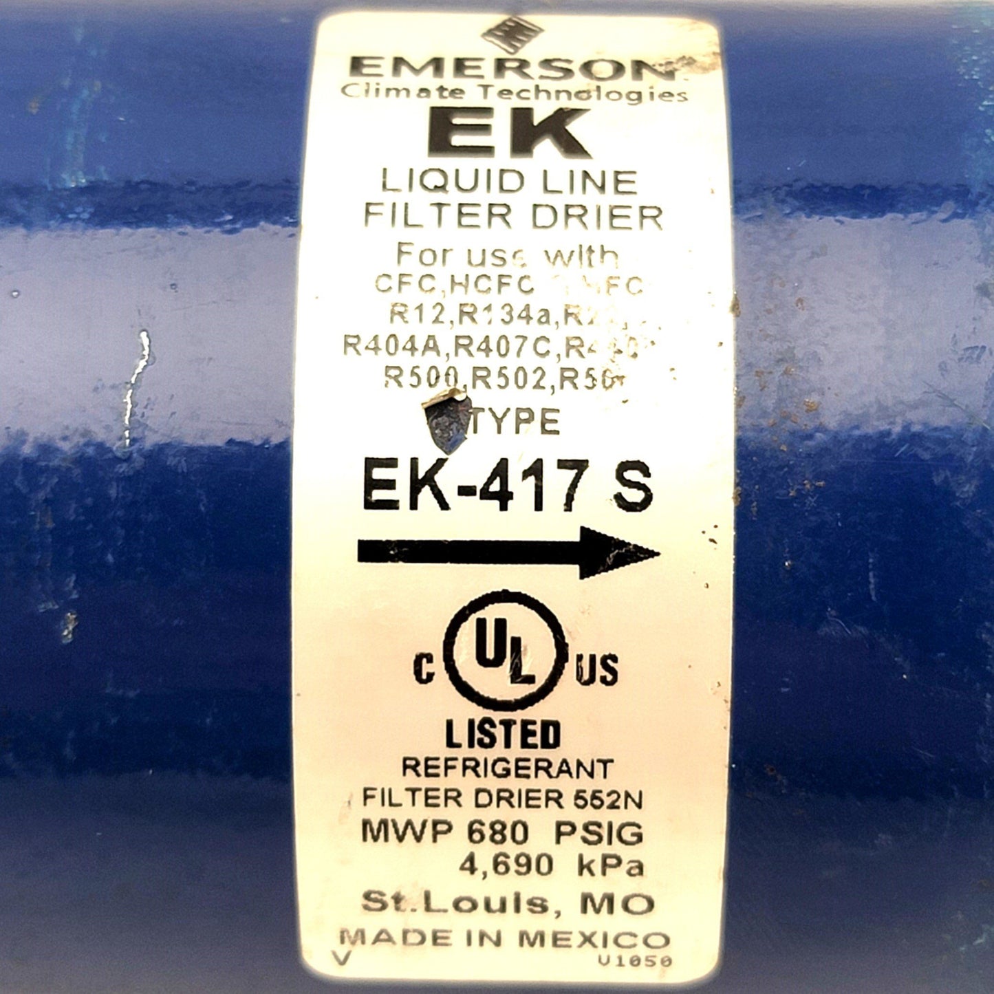 New – Open box Emerson EK-417 S Liquid Line Filter Drier 7/8" ODF, 41 Cubic Inches, 20 Micron