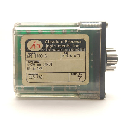 Used API 1000 G DC Input Alarm Trip, HI Alarm, 4-20mA Input, DPDT Relay, 115VAC