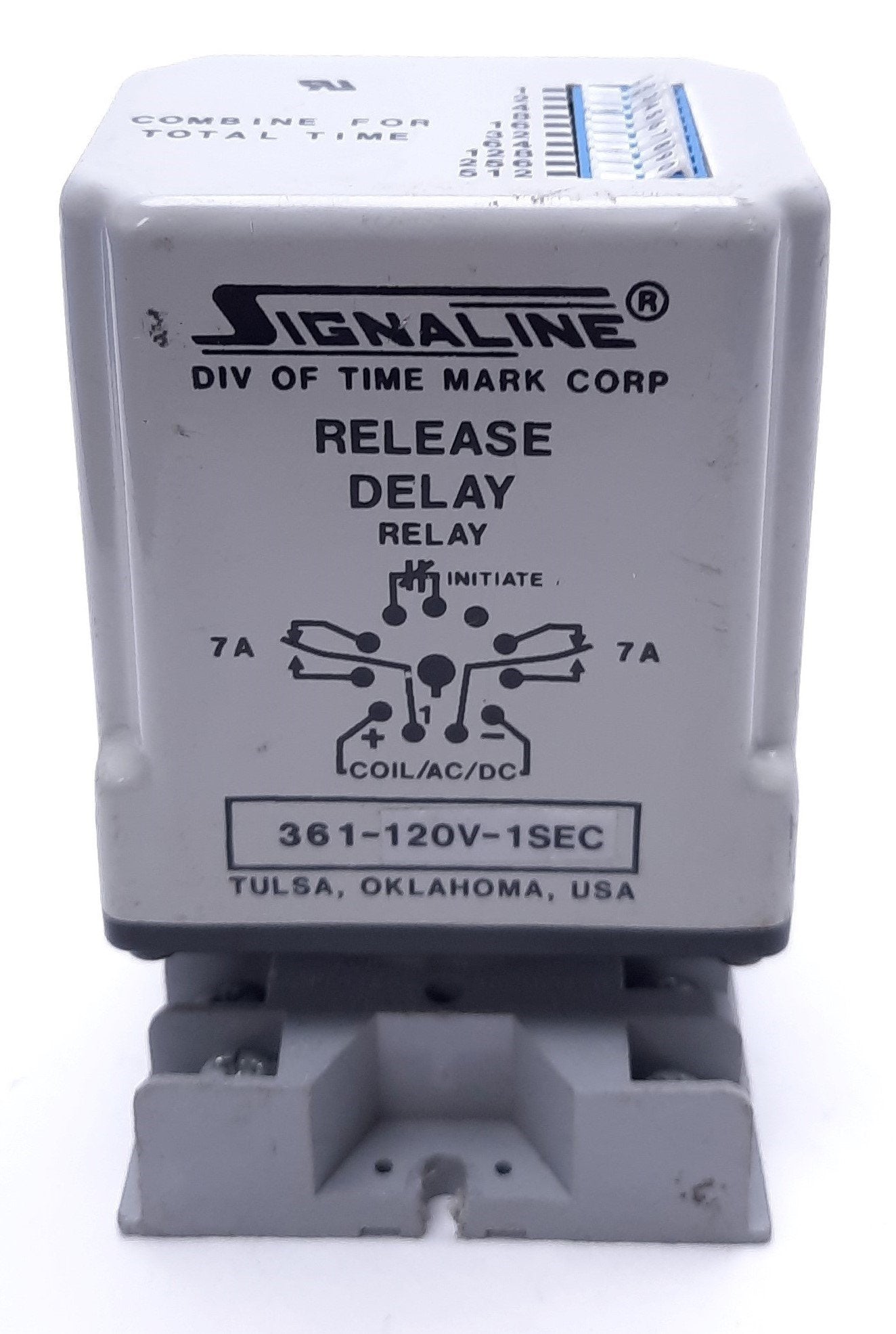 Used Signaline 361-120V-1SEC Release Delay Relay, 120V, 7A, DPDT, 11-Pin