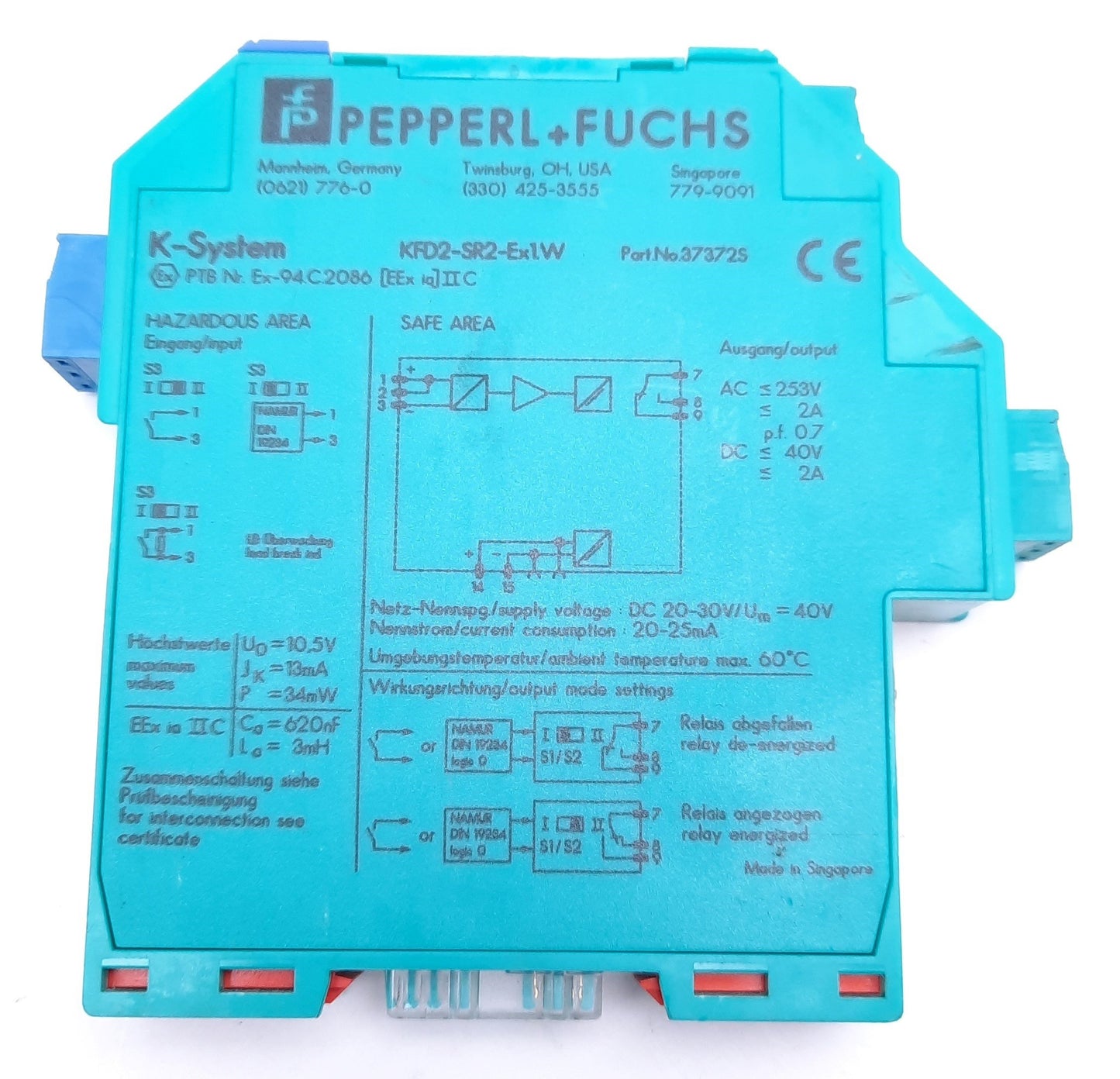 Used Pepperl Fuchs KFD2-SR2-Ex1.W Isolated Switch Amplifier, 1-Channel, 24VDC