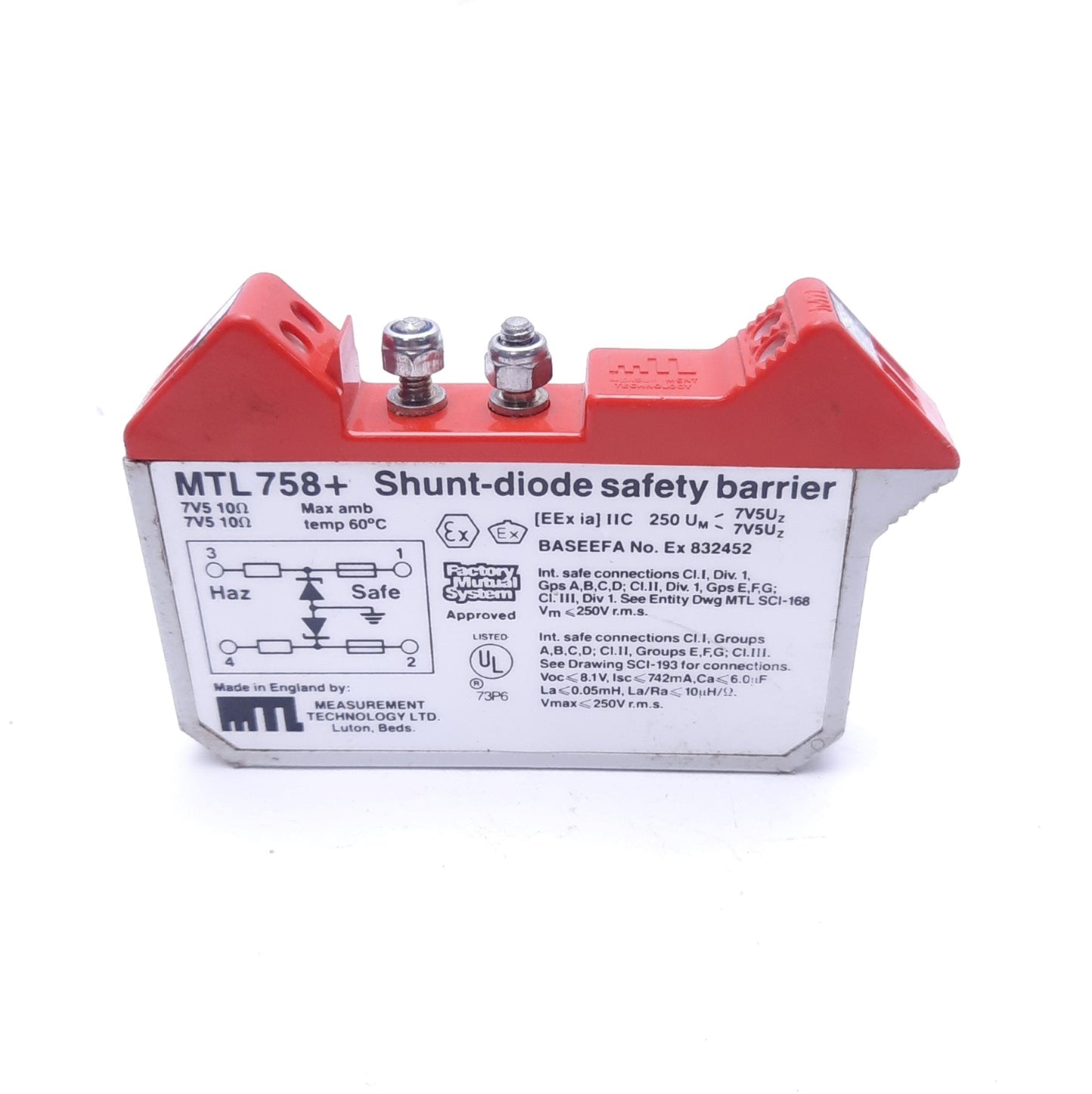 Used Measurement Technology MTL 758+ Shunt-Diode Safety Barrier, 250V Maximum