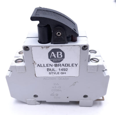 Used Allen-Bradley 1492-GHD100 Ser A Circuit Breaker, 10A, 125 VAC, 65 VDC