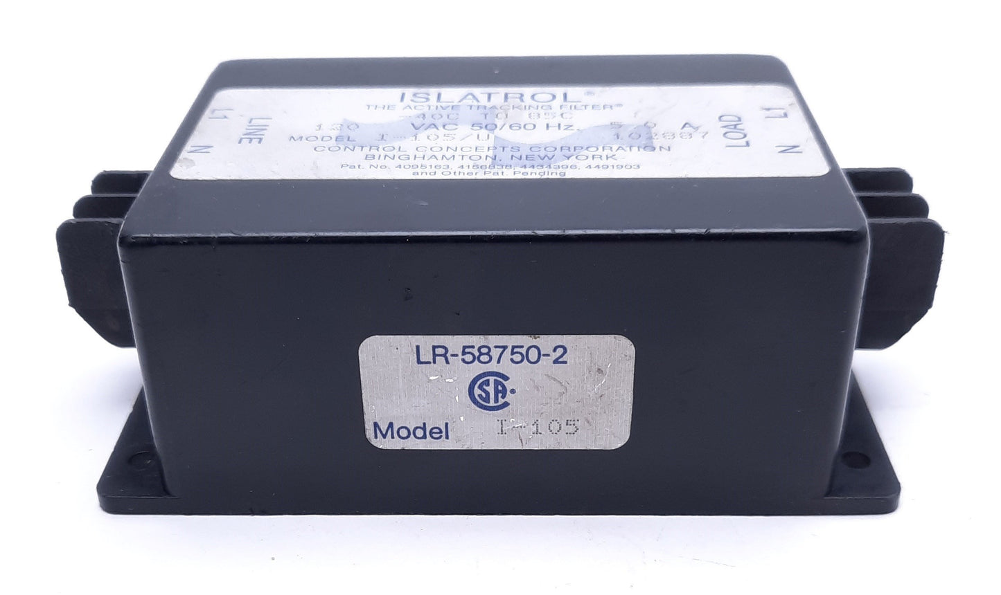 Used Islatrol I-105/U Active Tracking Filter, 120 VAC, 5A, -40 To 85 Degrees Celsius