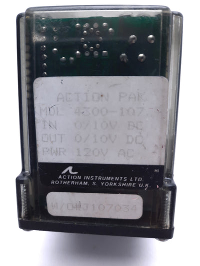 Used Action Pak 4300-107 Isolating Signal Conditioner, 120 VAC Power, 0-10 VDC In/Out