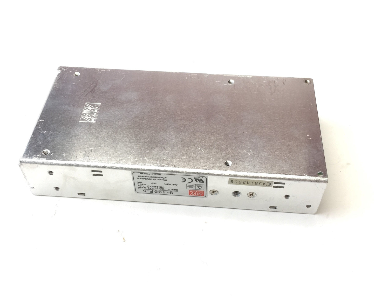 Used Mean Well S-100F-5 Enclosed Power Supply, In: 100-120/200-240VAC Out: 5VDC 20A