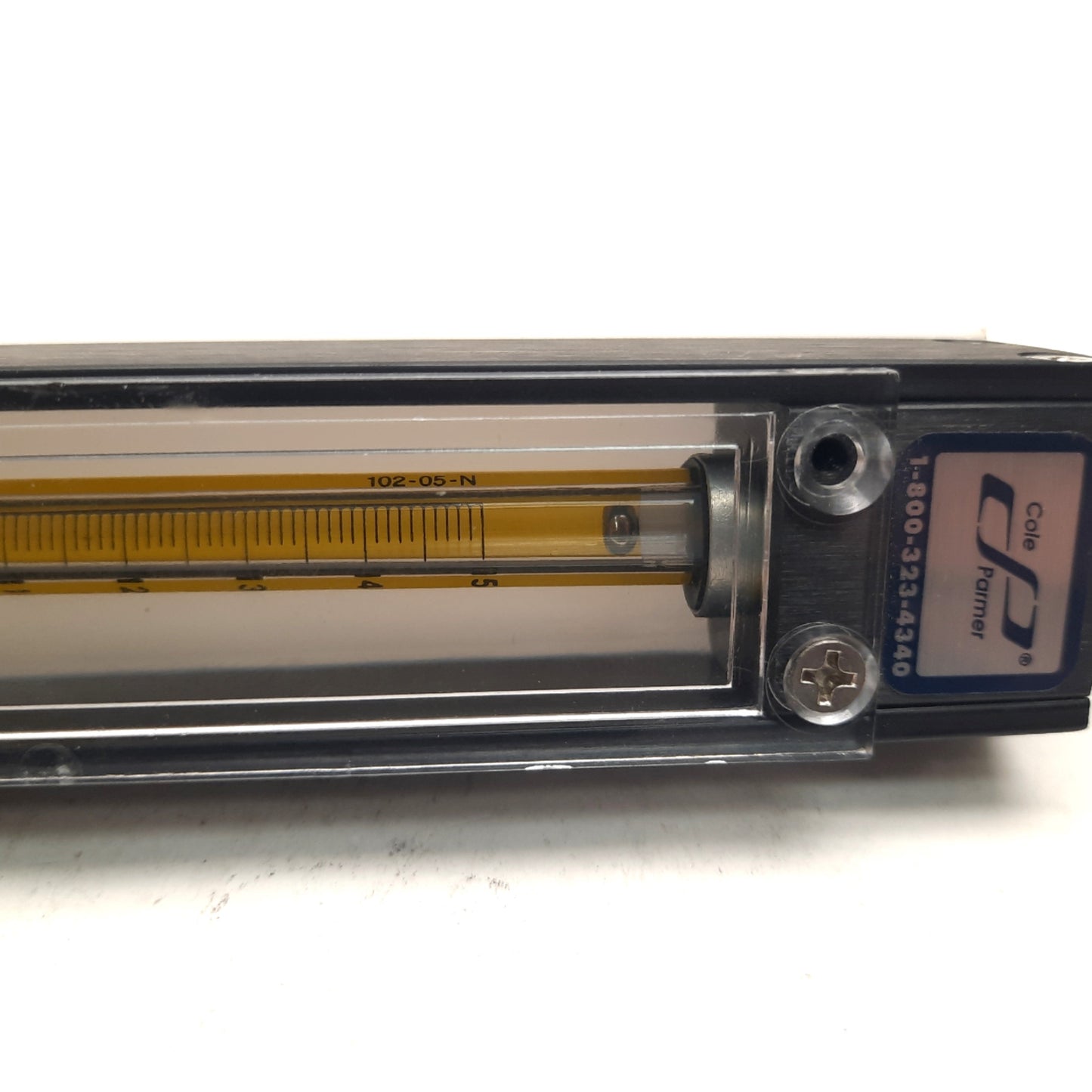 Used Cole-Parmer PMR1-010362 Masterflex Variable Area Flowmeter W/ Valve 150mm Scale