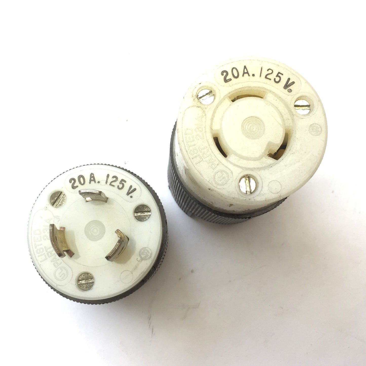Used Hubbell Male Plug & Female Connector Twist-Lock Set 2P 3W 20A 125V NEMA L5-20 UL