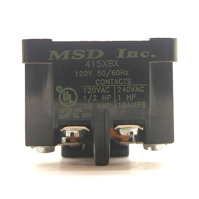 New – Open box MDS Inc. 415XBX Relay, DPDT NO/NC 120/240VAC 15/10A Contacts, 120VAC Coil