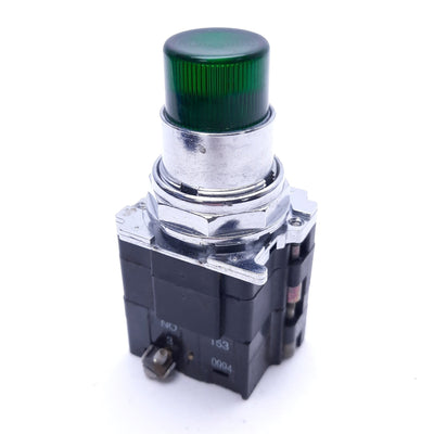 Used Cutler-Hammer 0994 T53 Green Illuminated Push Button Switch, 120V, 6.3V Lamp
