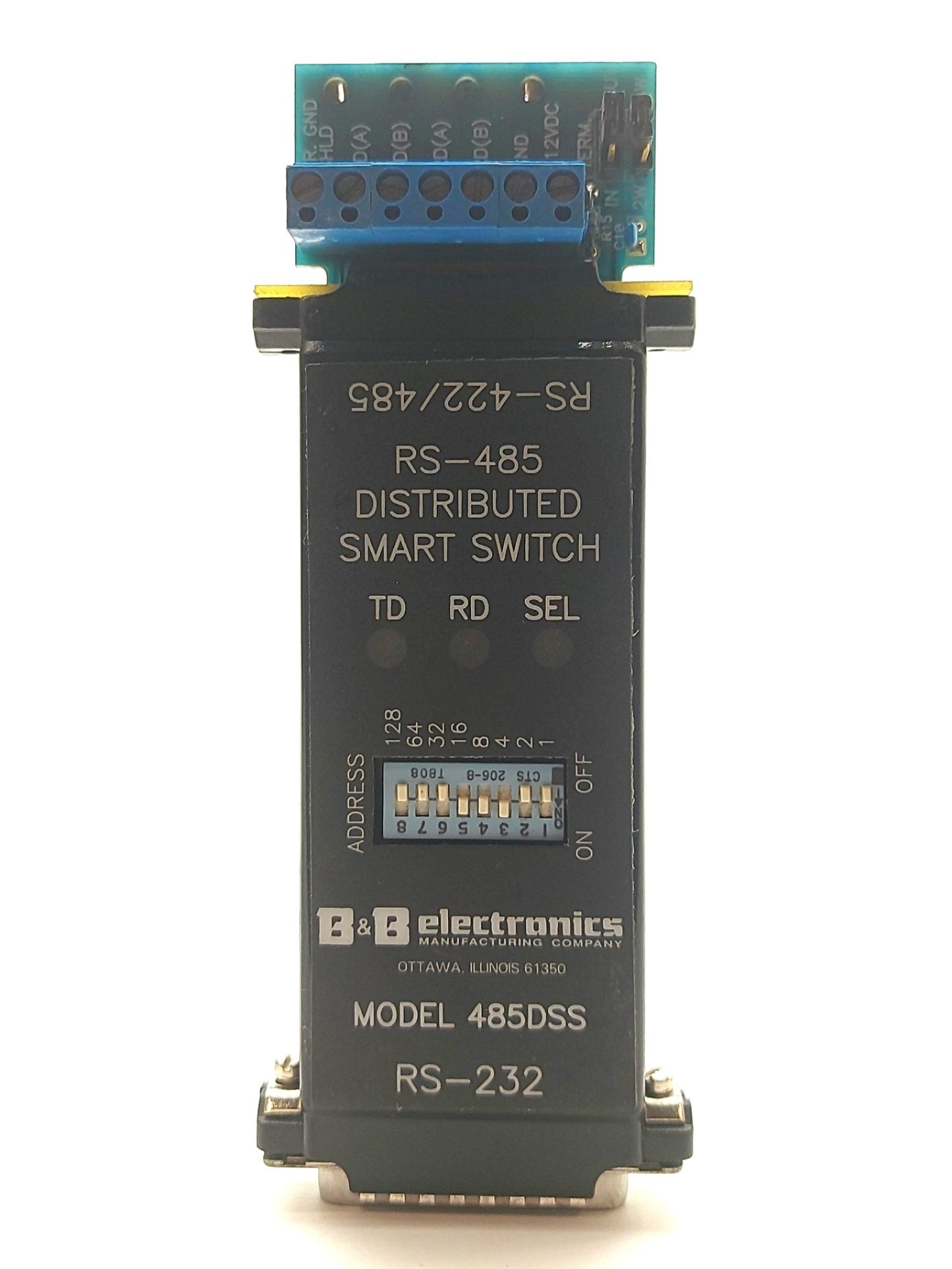 Used B&B Electronics 485DSS Distributed Smart Switch, RS-232 to RS-422/485 DB25 12VDC
