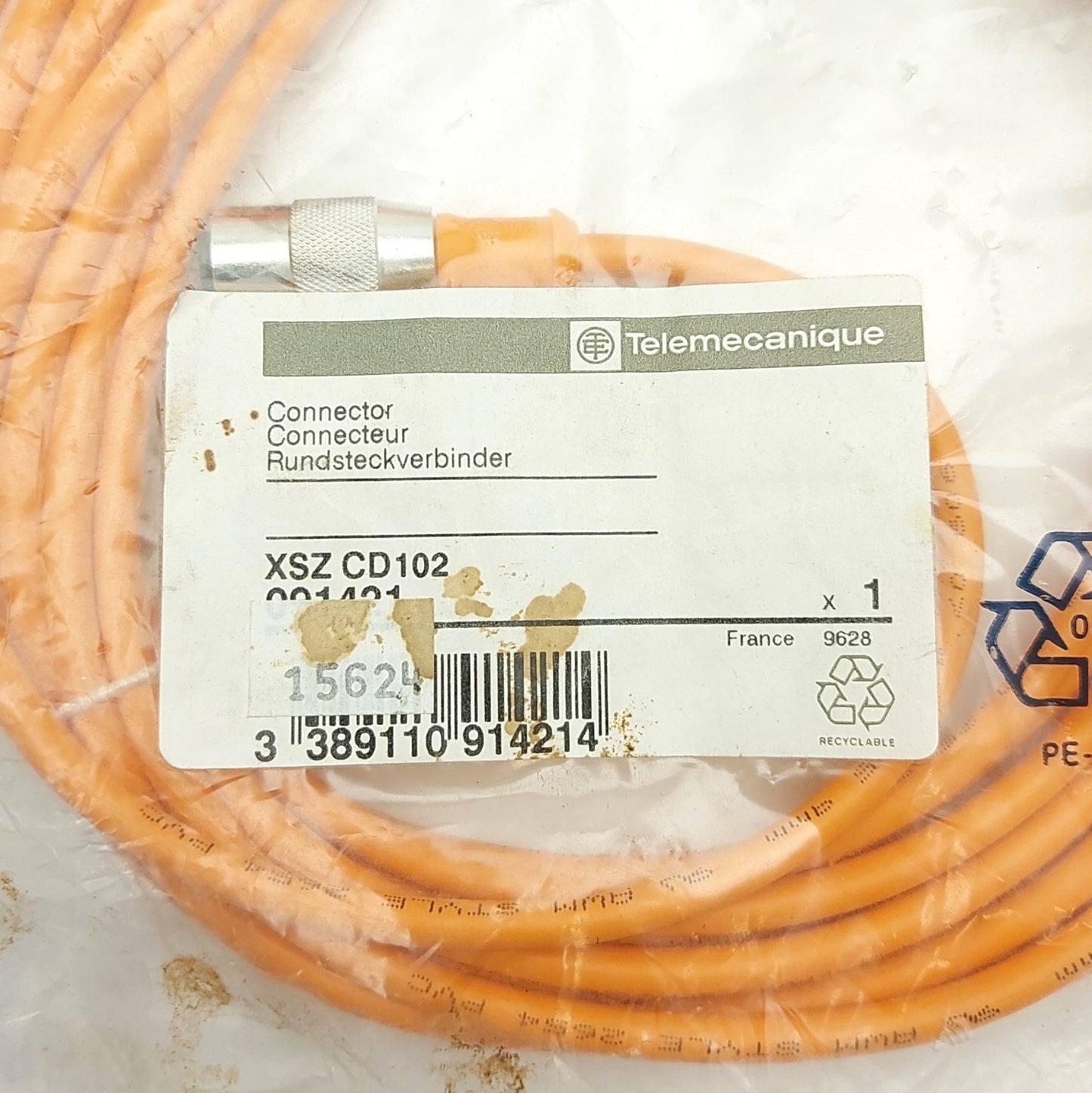 Used Telemecanique XSZ CD102 091421 Cable, M12 4-Pin Female to 4x Flying Leads, 5m