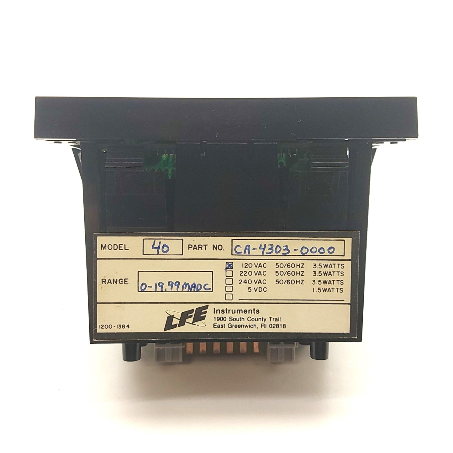 Used LFE CA-4303-0000 Model 40 Digital Panel Meter, 4 Digit, 0-20mA Input, 120VAC