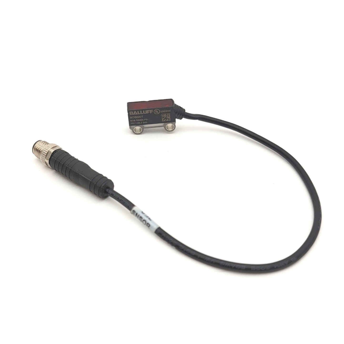 Used BALLUFF BOS020T Retroreflective Optical Sensor 10-30VDC, 118" Range, M8 3-Pin