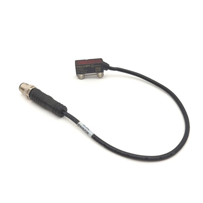 Used BALLUFF BOS020T Retroreflective Optical Sensor 10-30VDC, 118" Range, M8 3-Pin
