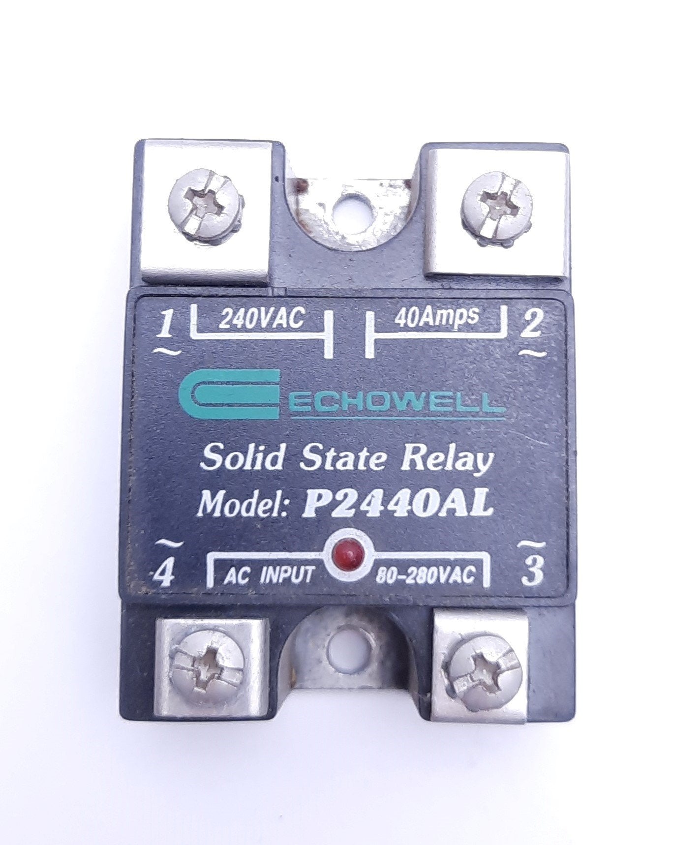 Used Echowell Model P2440AL Solid State Relay, 240VAC Control, 80-280VAC 40A Output