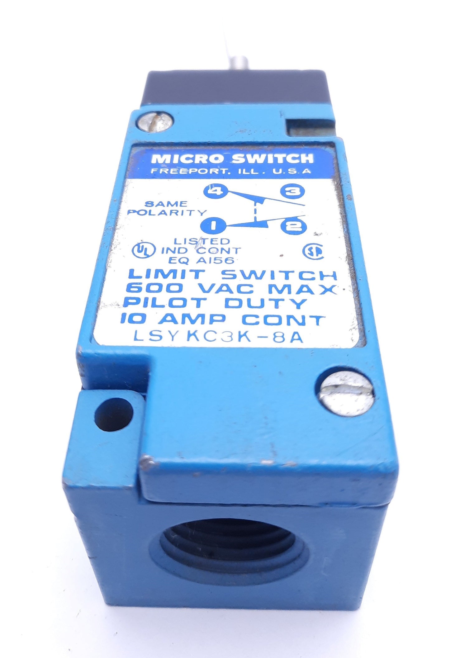 Used Micro Switch LSYKC3K-8A Wobble Stick Heavy Duty Limit Switch, 600 VAC 1NC/1NO