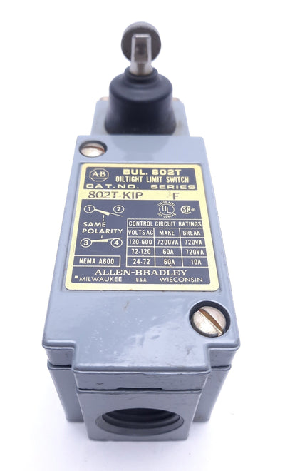 Used Allen-Bradley 802T-KIP Series F Oiltight Limit Switch 1/2" NPT Threaded Ports