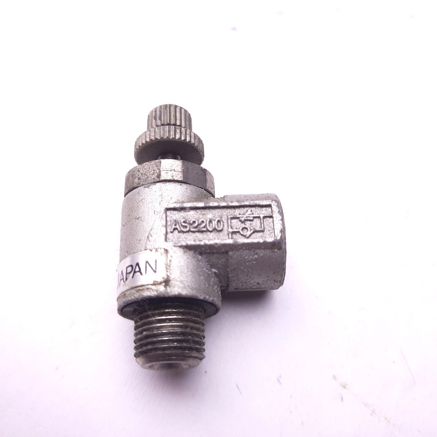 Used Lot of 4 SMC AS2200 Pneumatic Flow Speed Control Valve, Elbow, 1/8"NPT