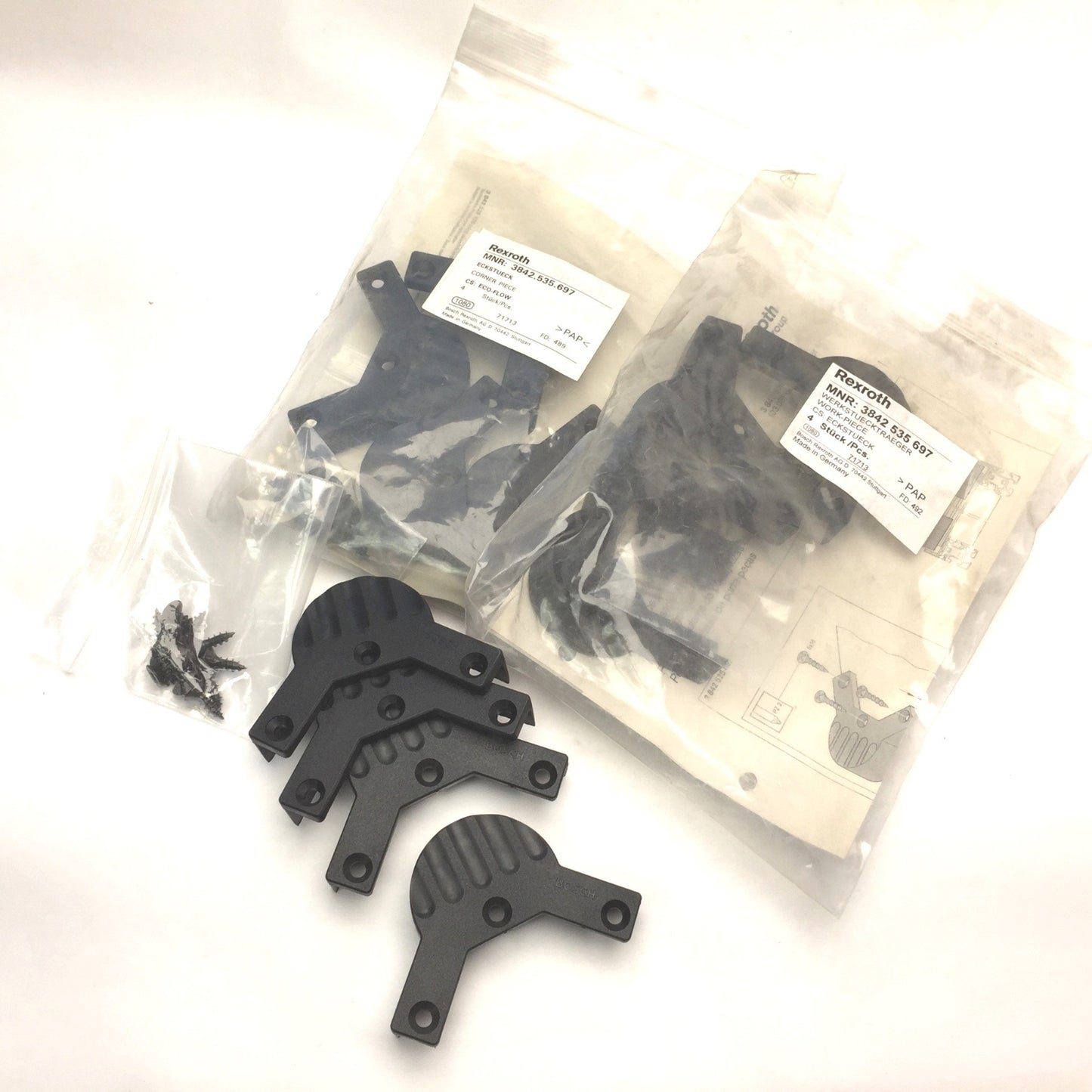 New Lot of 12 Bosch Rexroth 3842535697 EcoFlow Pallet Corner Pieces, Black Plastic