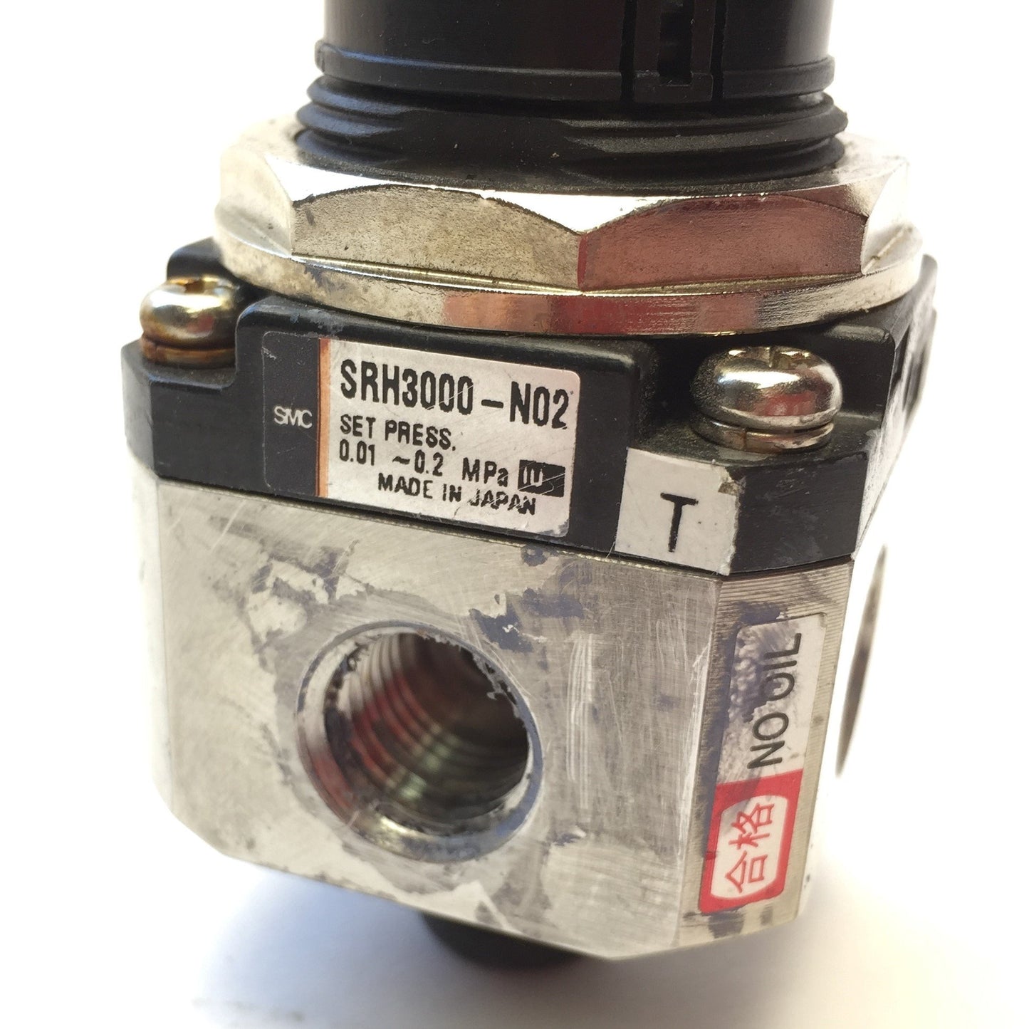Used SMC SRH3000-N02 Clean Air Stainless Steel SS Regulator, 0.01-0.2MPa, 1/4" NPT
