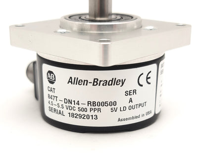 Used Allen Bradley 847T-DN14-RB00500 Solid Shaft Incremental Encoder 3/8" Shaft 5VDC