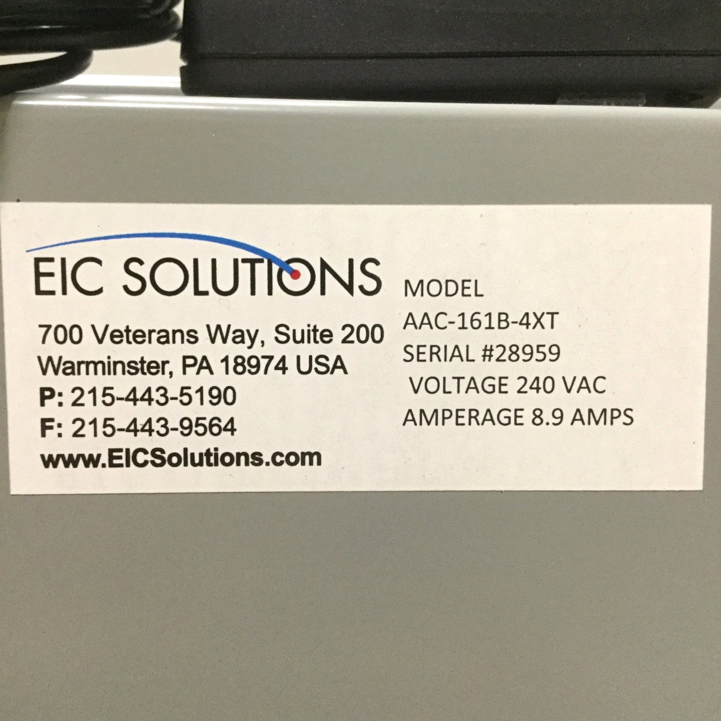 Used EIC AAC-161B-4XT Enclosure Cooling 3500BTU Thermoelectric Air Conditioner 240VAC