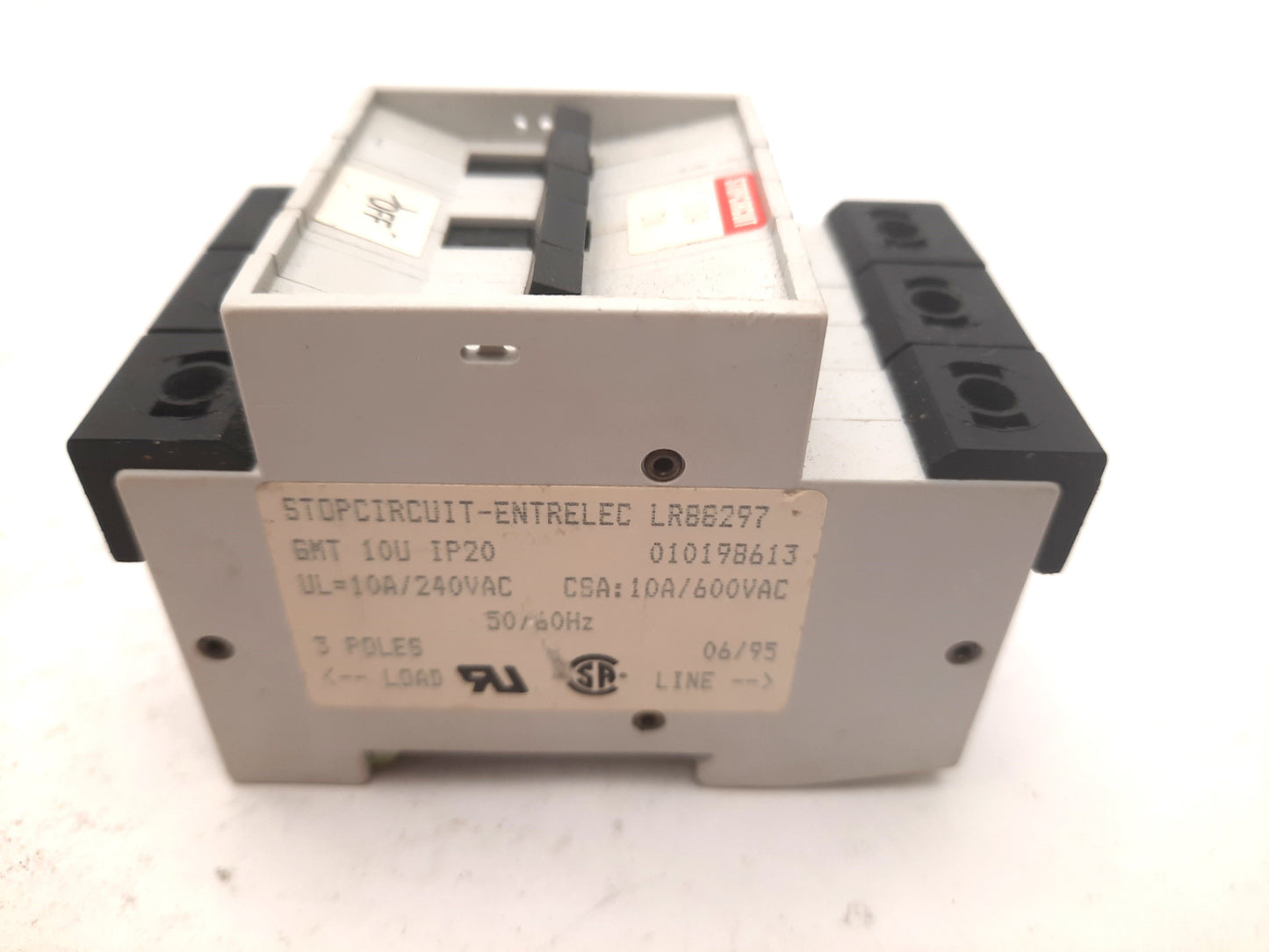 Used Entrelec LR88297 10A 3-Pole Circuit Breaker UL 10-240VAC CSA 10A-600VAC