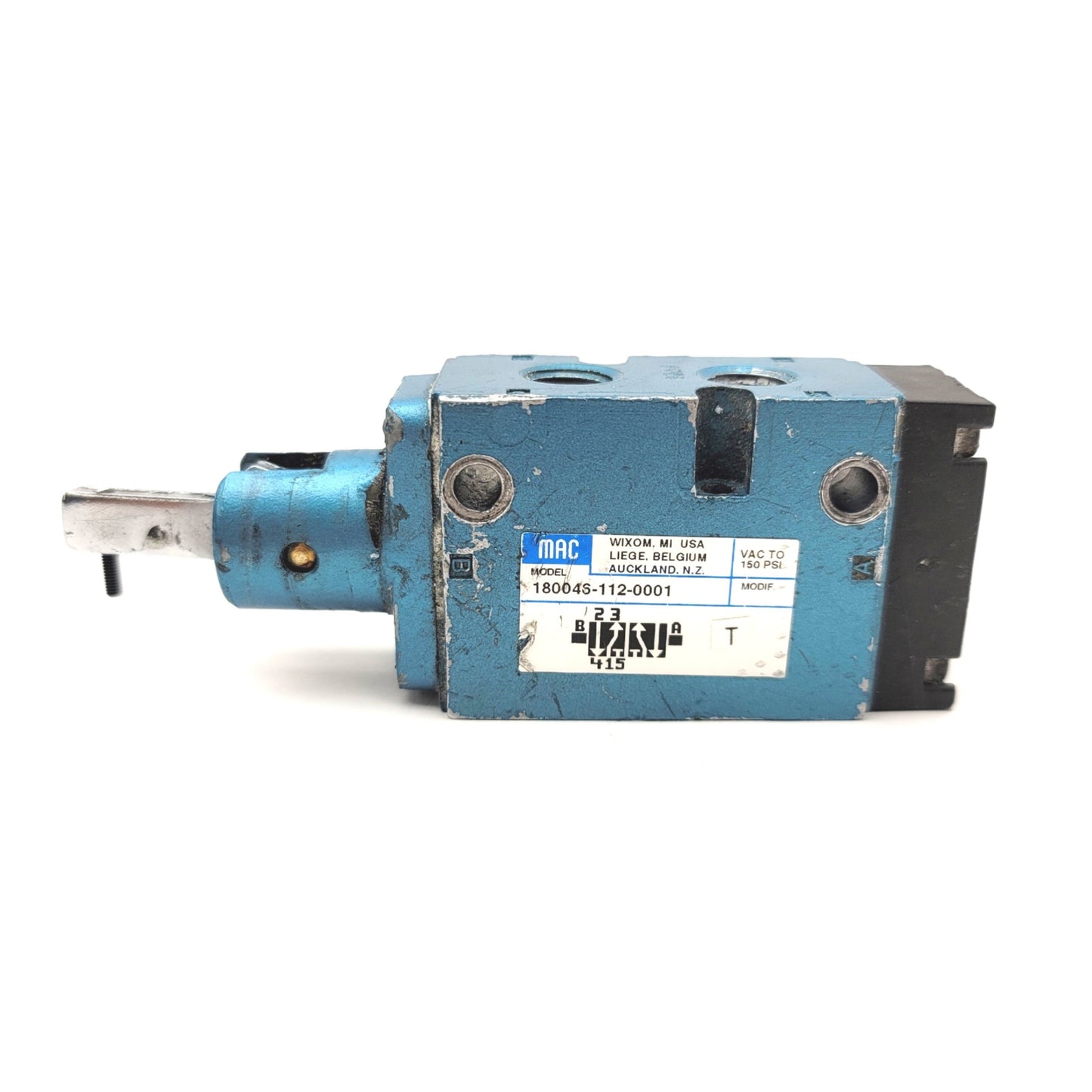 Used MAC 18004S-112-0001 Manually Operated Valves VAC to 200psi, 1/4" NPT, 2 Position