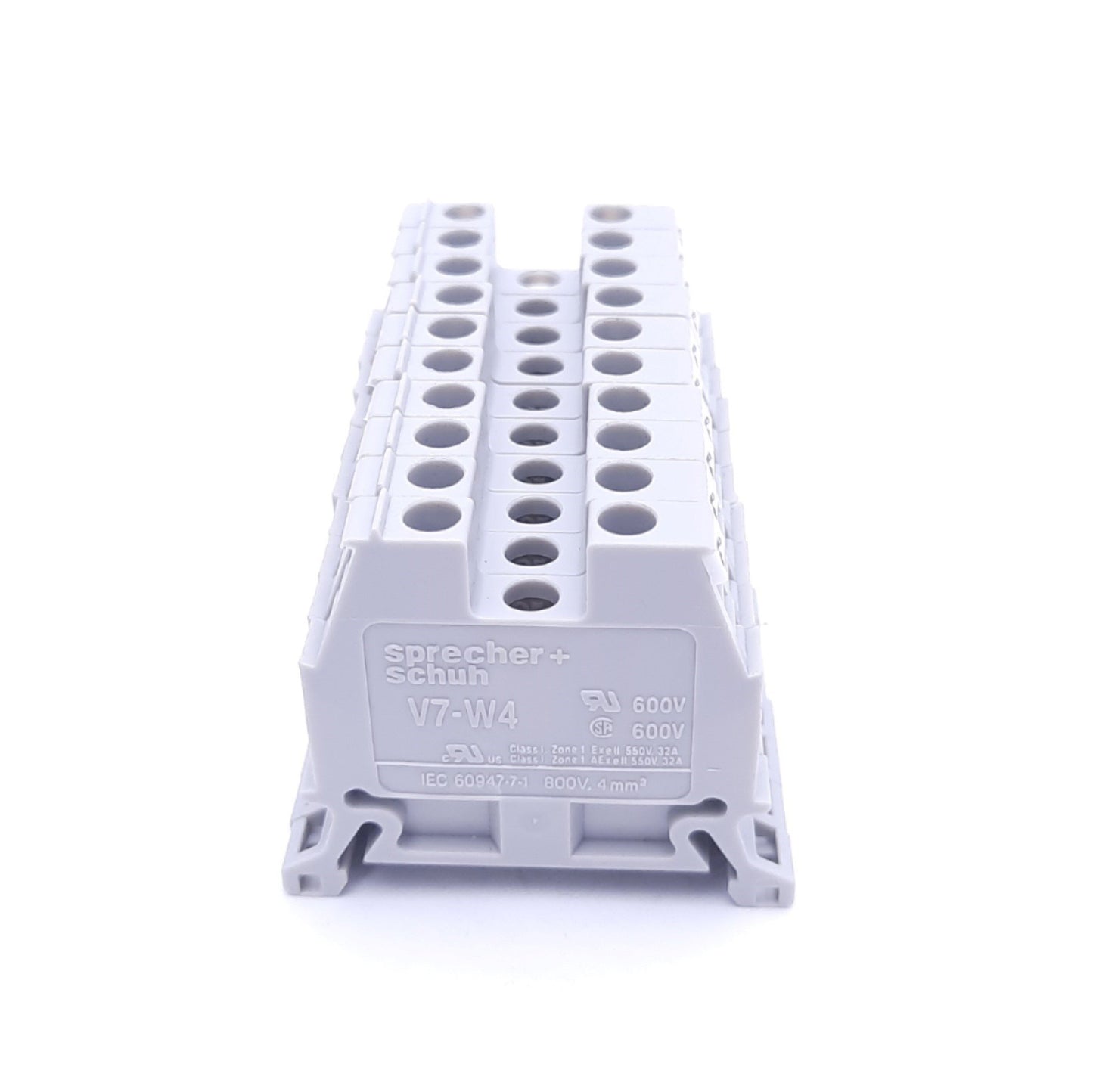 Used Lot of 10 Sprecher & Schuh V7-W4 Terminal Blocks, Gray, 600V, 30A, DIN Rail