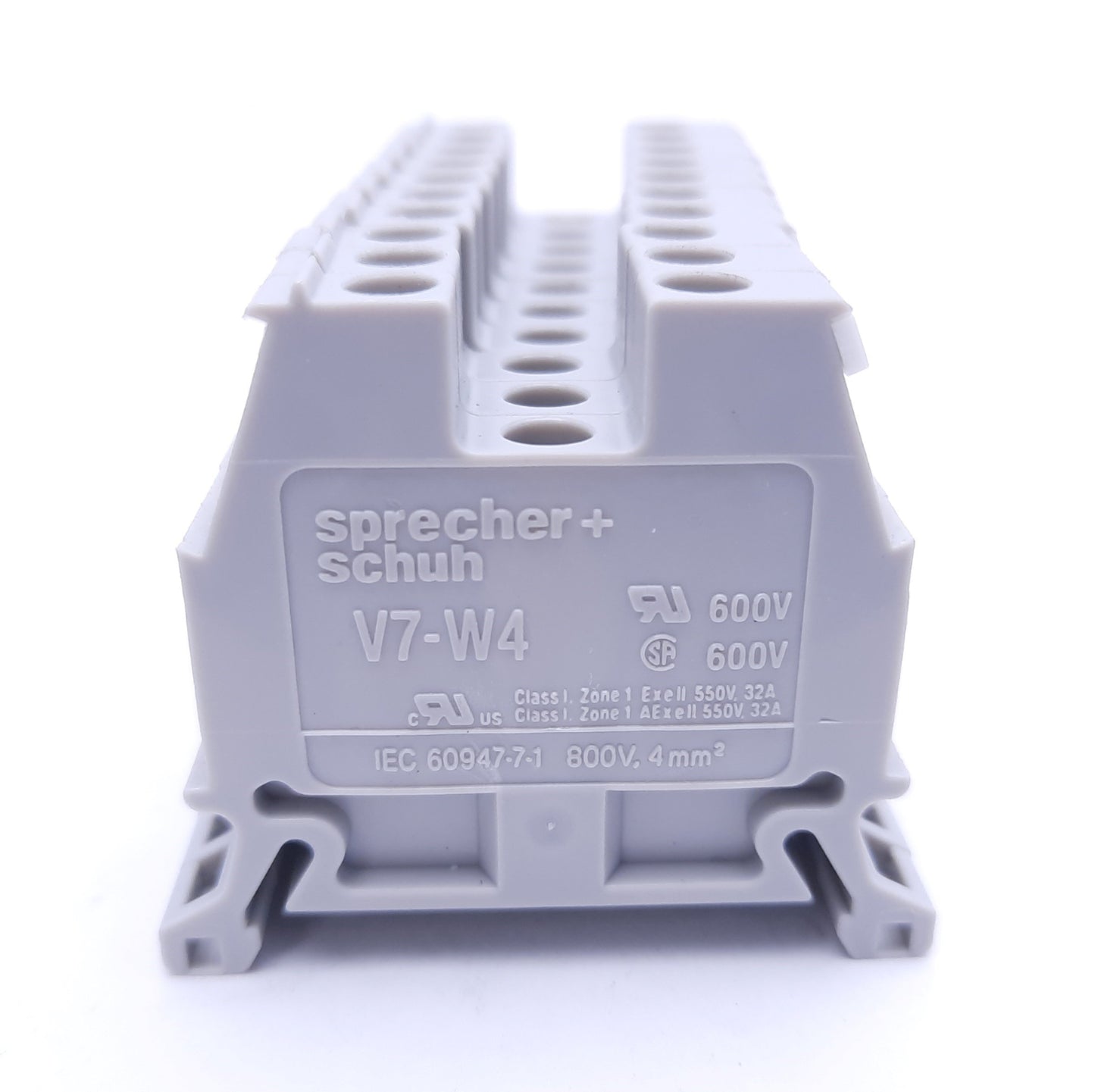 Used Lot of 10 Sprecher & Schuh V7-W4 Terminal Blocks, Gray, 600V, 30A, DIN Rail
