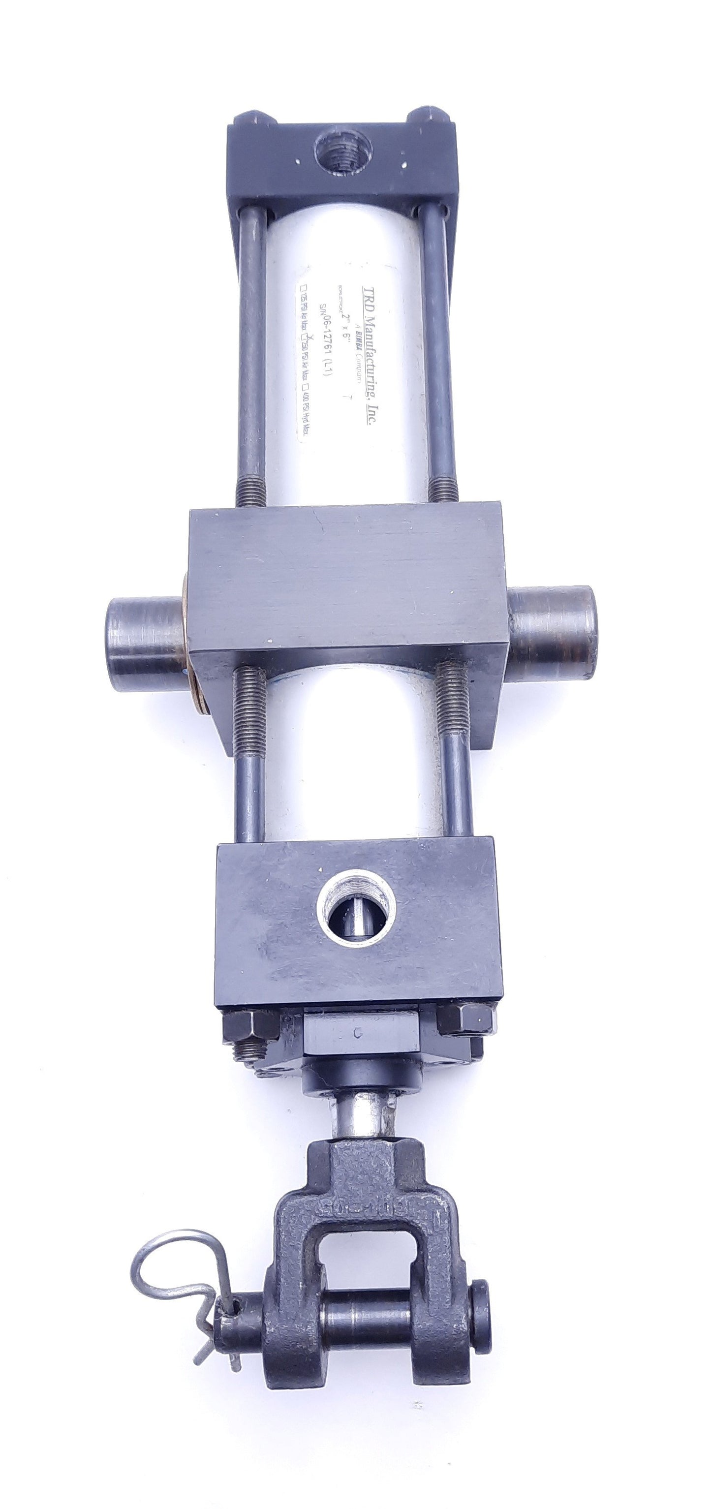 Used TRD (Bimba) 06-12761 Pneumatic Cylinder, 2" x 6" Bore/Stroke, 250 PSI, 3/8" NPT