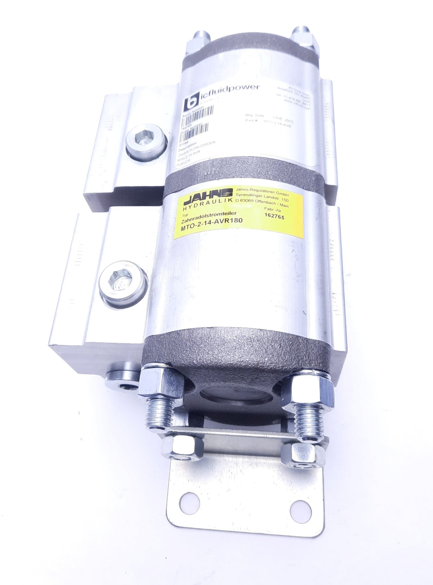 New Jahns Hydraulik MTO-2-14-AVR180 Flow Divider, 2 Section Divider, 14 cm³/rev