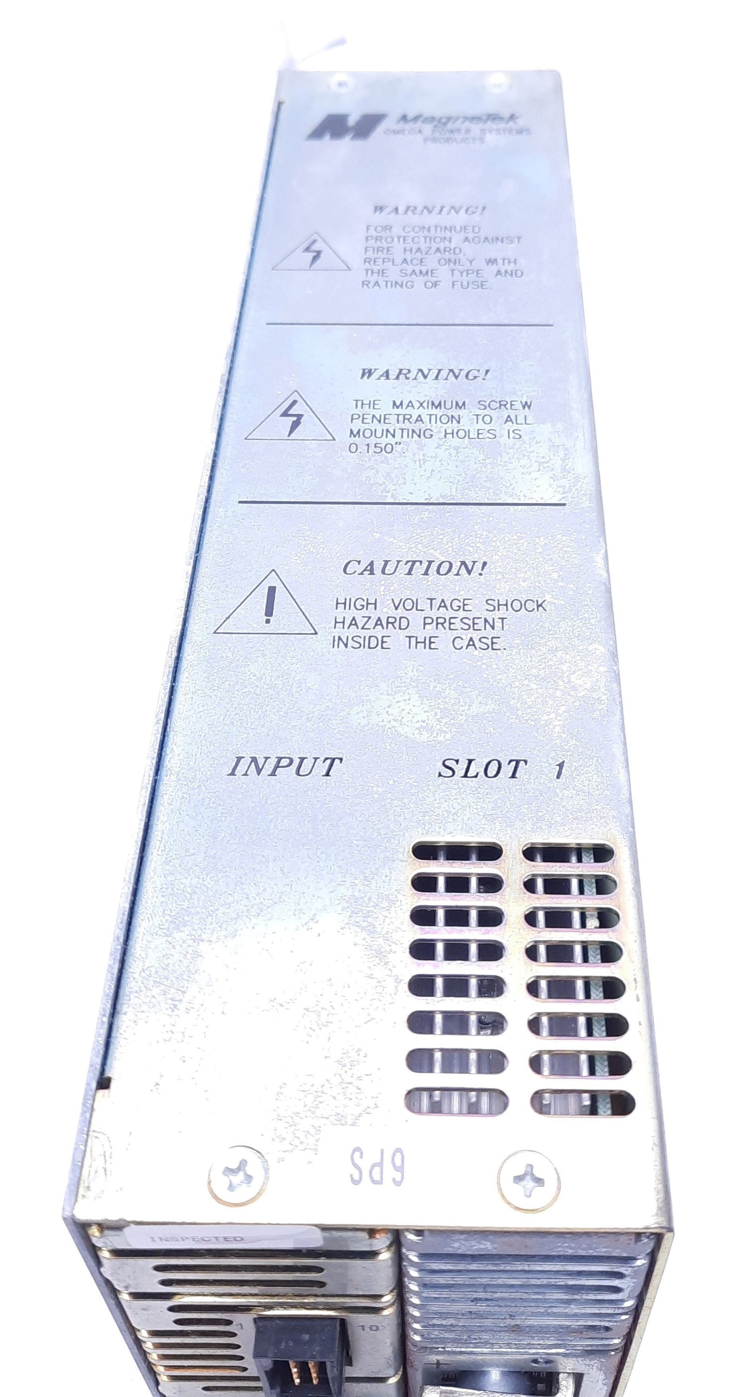 Used MagneTek MG1-1J Modular Power Supply, 95-240 VAC 18A Input, 48 VDC 13A Output