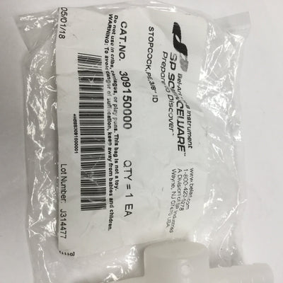 New – Open box Lot of 2 Bel-Art 309150000 Stopcock Valve 2-Way, 3/8" Tube Hose Barb Ends, 7psi