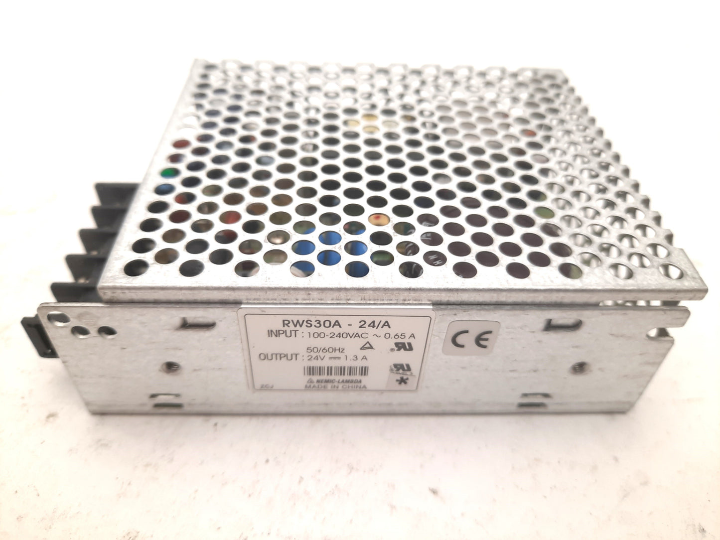 Used Nemic-Lambda RWS30A-24/A Power Supply IN: 100-240VAC 650mA Out: 24VDC 1.3A