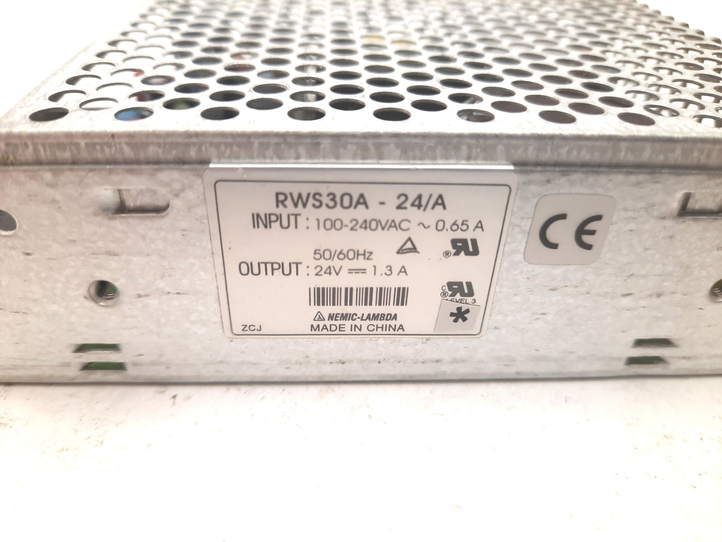 Used Nemic-Lambda RWS30A-24/A Power Supply IN: 100-240VAC 650mA Out: 24VDC 1.3A