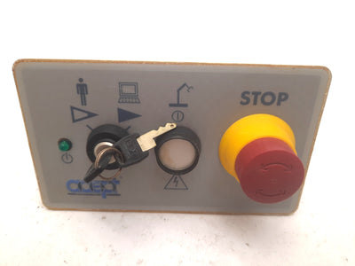 Used Adept 30356-10358 Rev B PCI Front Control Panel, E-Stop, Auto/Man On, Key Switch