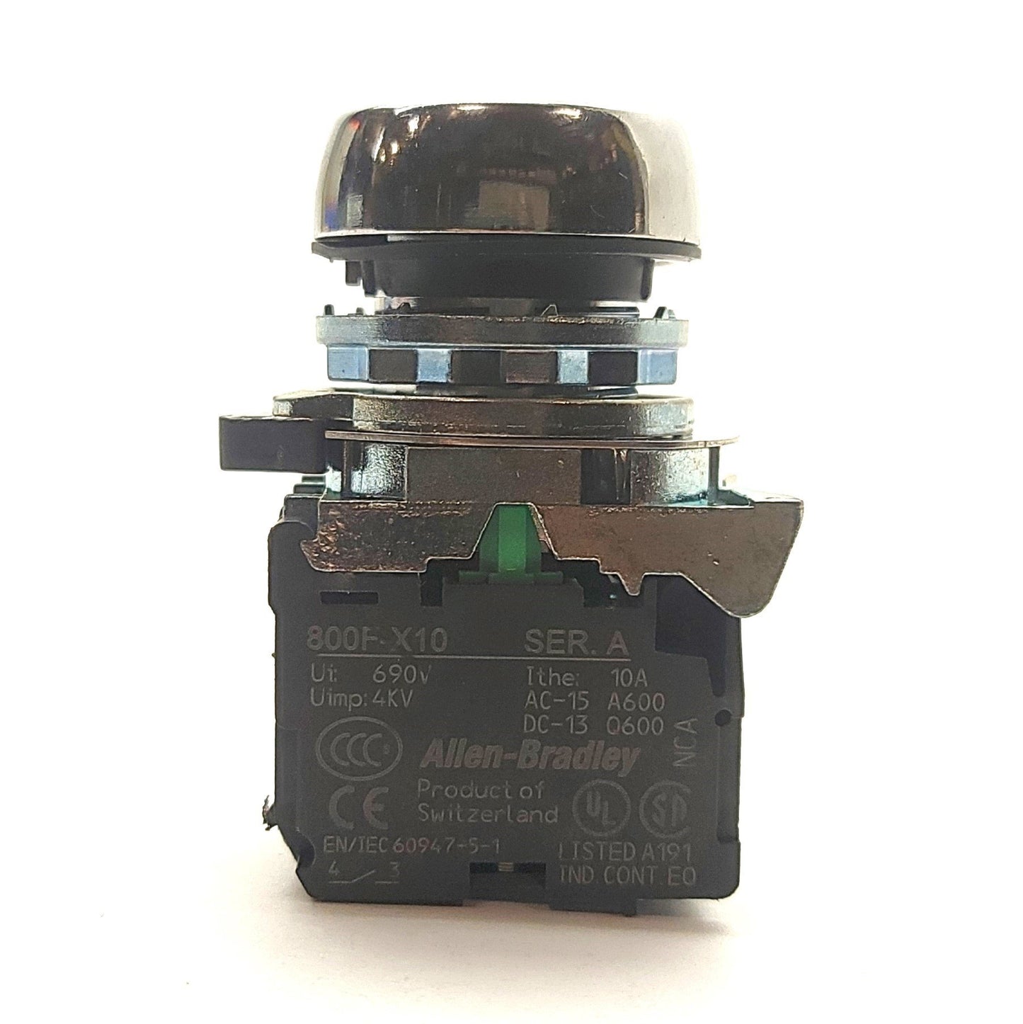 Used Allen Bradley 800FM-LF0 Illuminated Flush Push Button 1x 800F-X10 NO Contact 24V