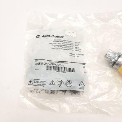 New Allen Bradley 800FM-LMP45MN3YX11 Illuminated Push/Pull Button, Yellow, 40mm