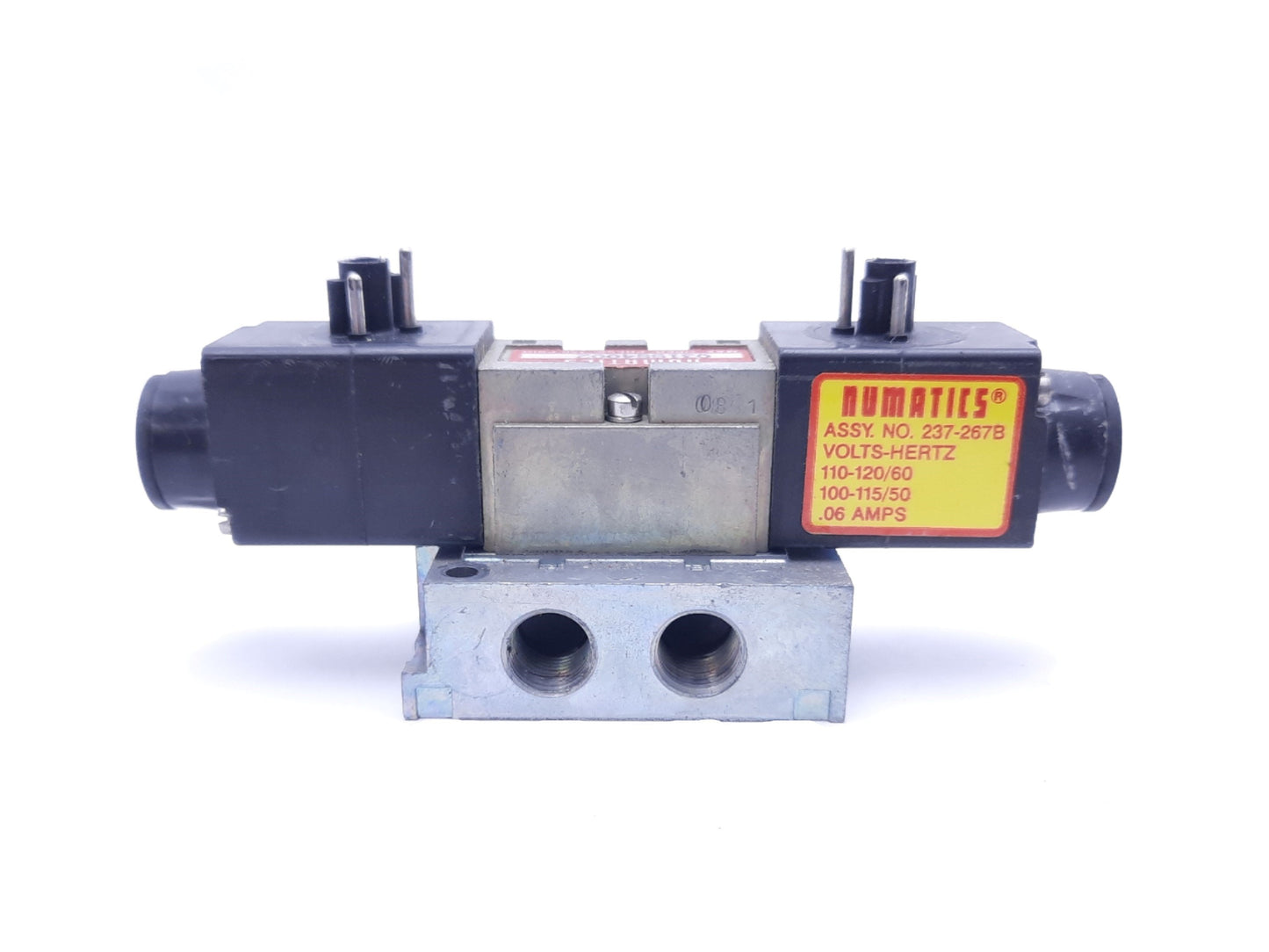 Used Numatics 031SS4002 Solenoid Valve Assembly With (2) 237-267B Solenoids 120 VAC