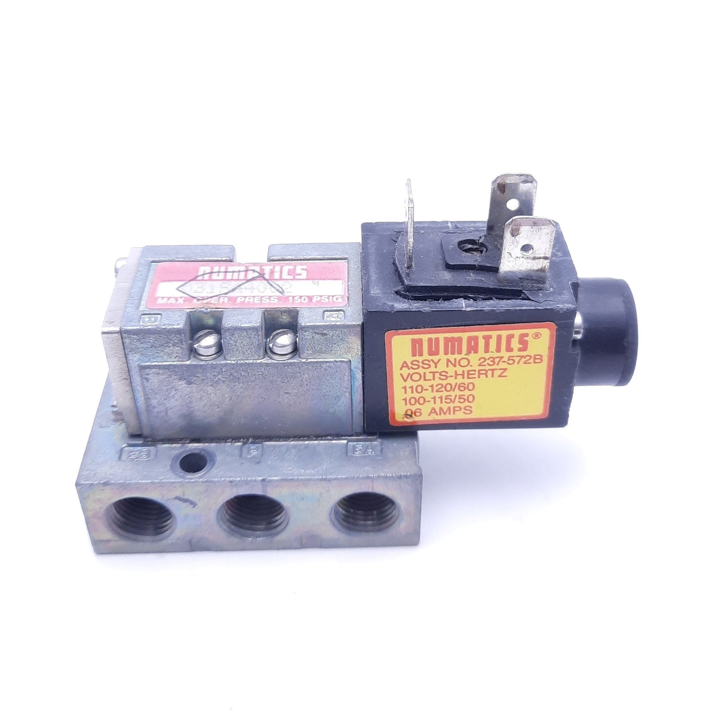 Used Numatics 031SA4002 Solenoid Valve Assembly With (1) 237-572B Solenoid 120 VAC