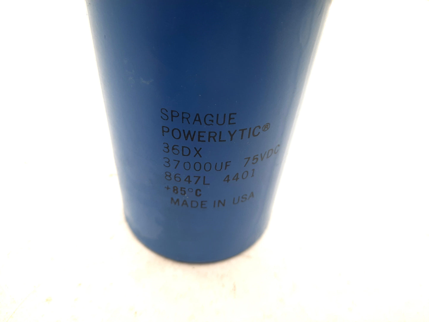 Used Sprague 37000UF Powerlytic Capacitor 36DX 75VDC 8647L 4401 +85°C
