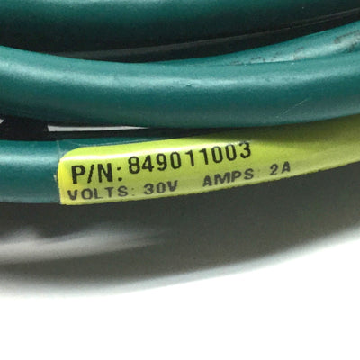Used Cognex 849011003 Ethernet Cable 8-Wire RJ45 to M12 Green Male to Male, 5m Length