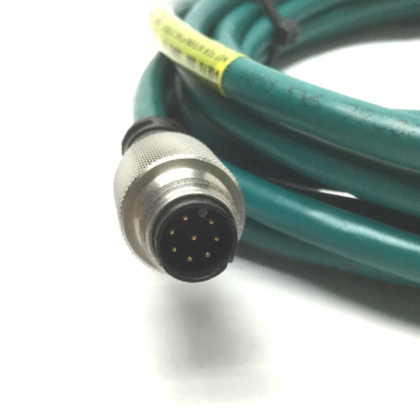 Used Cognex 849011003 Ethernet Cable 8-Wire RJ45 to M12 Green Male to Male, 5m Length