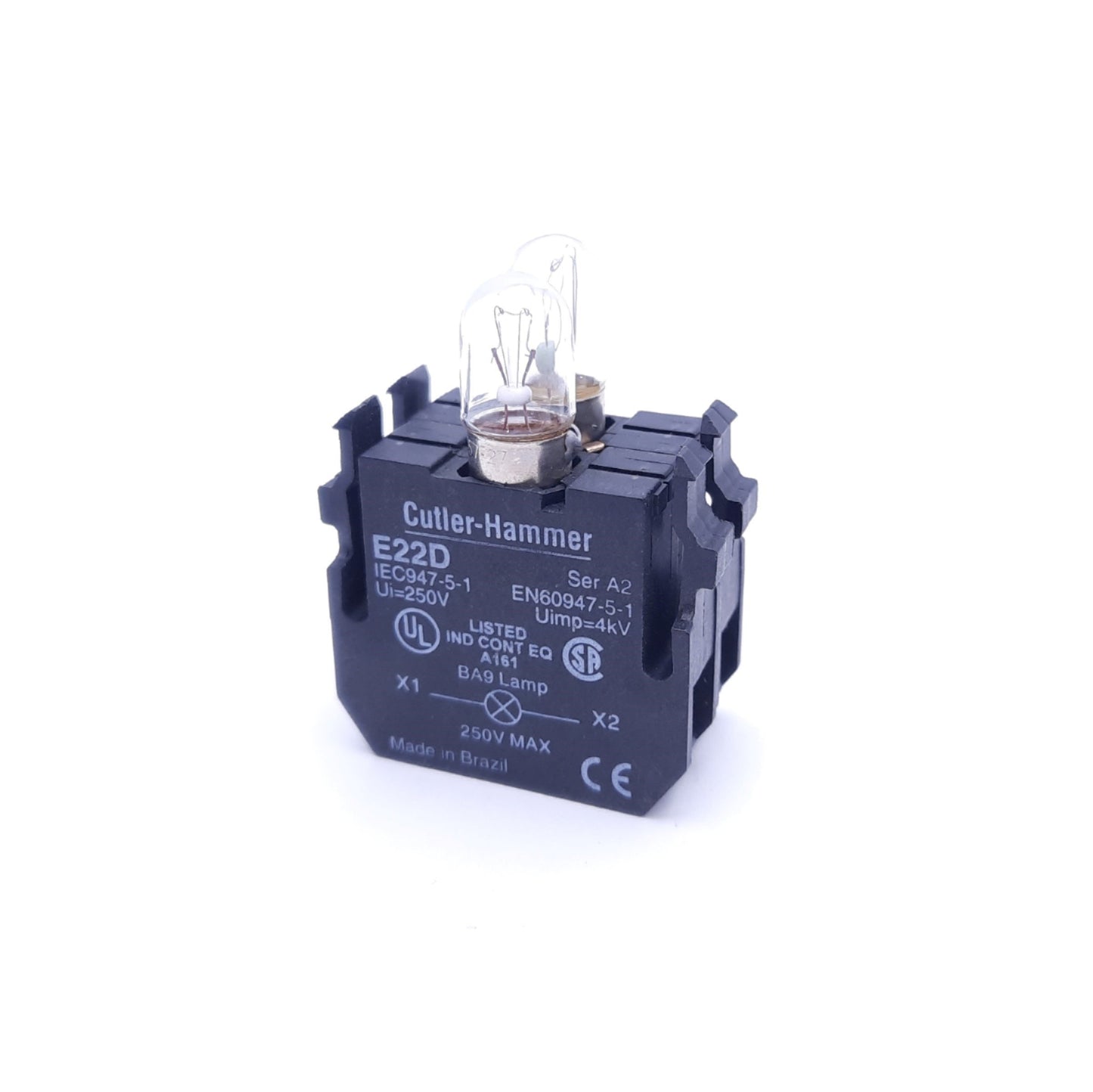 Used Lot of 2 Cutler Hammer E22D Series A2 Contact Block Light Modules, 250V, 1-3.5W
