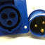 Used GEWISS GW62205 & GW60004 Plug and Socket, 3-Pin 2P+E (Ground), 250VAC 16A, Blue