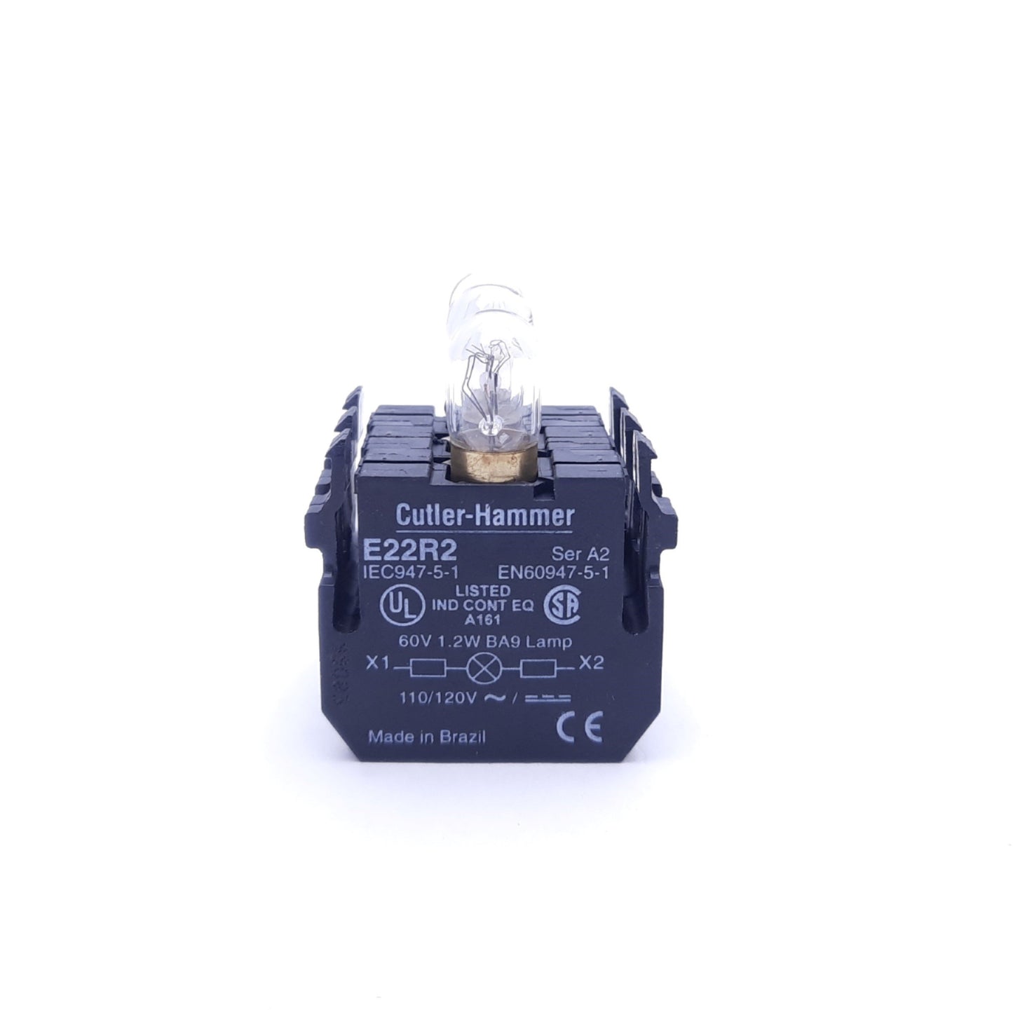 Used Lot of 3 Cutler-Hammer E22R2 Light Module Contact Blocks, 110-120V, 1.2W Lamp