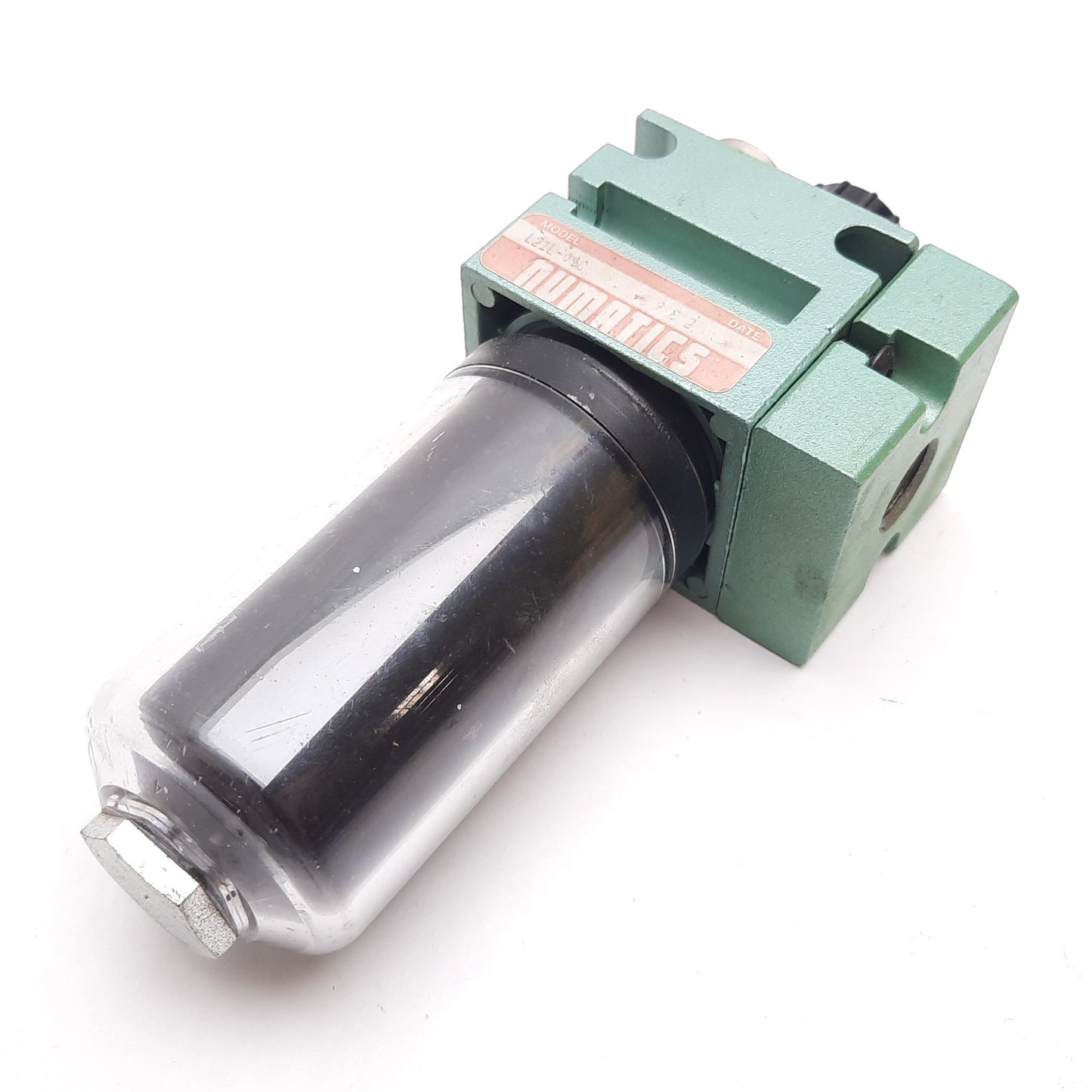 Used Numatics L21L-04C Oil Auto Air Lubricator Oiler, 1/2" NPT, With 3/8" NPT Adapter