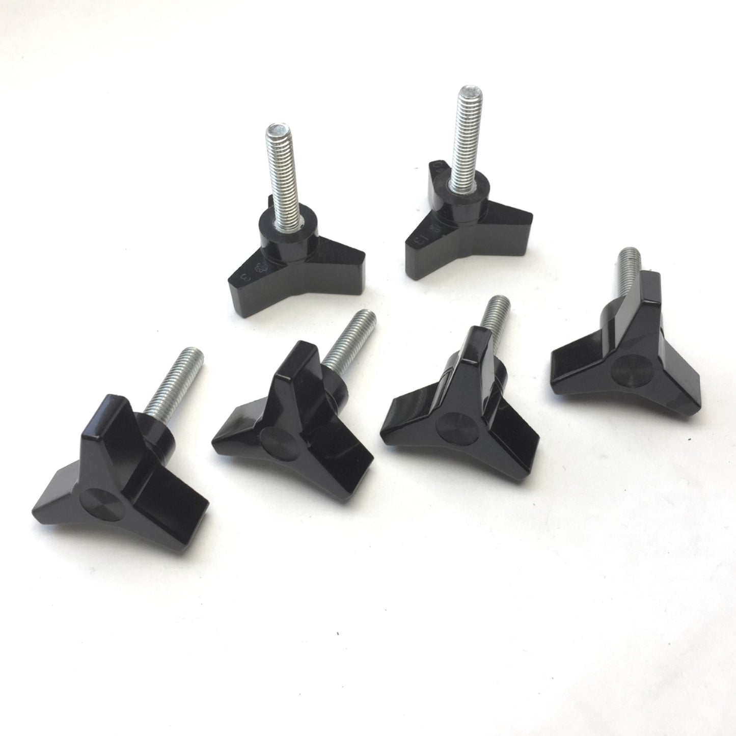 New – Open box Lot of 6 HDCo 3040 Black Three Arm Handle Knob Screw 5/16-18 Thread 1.5" Long