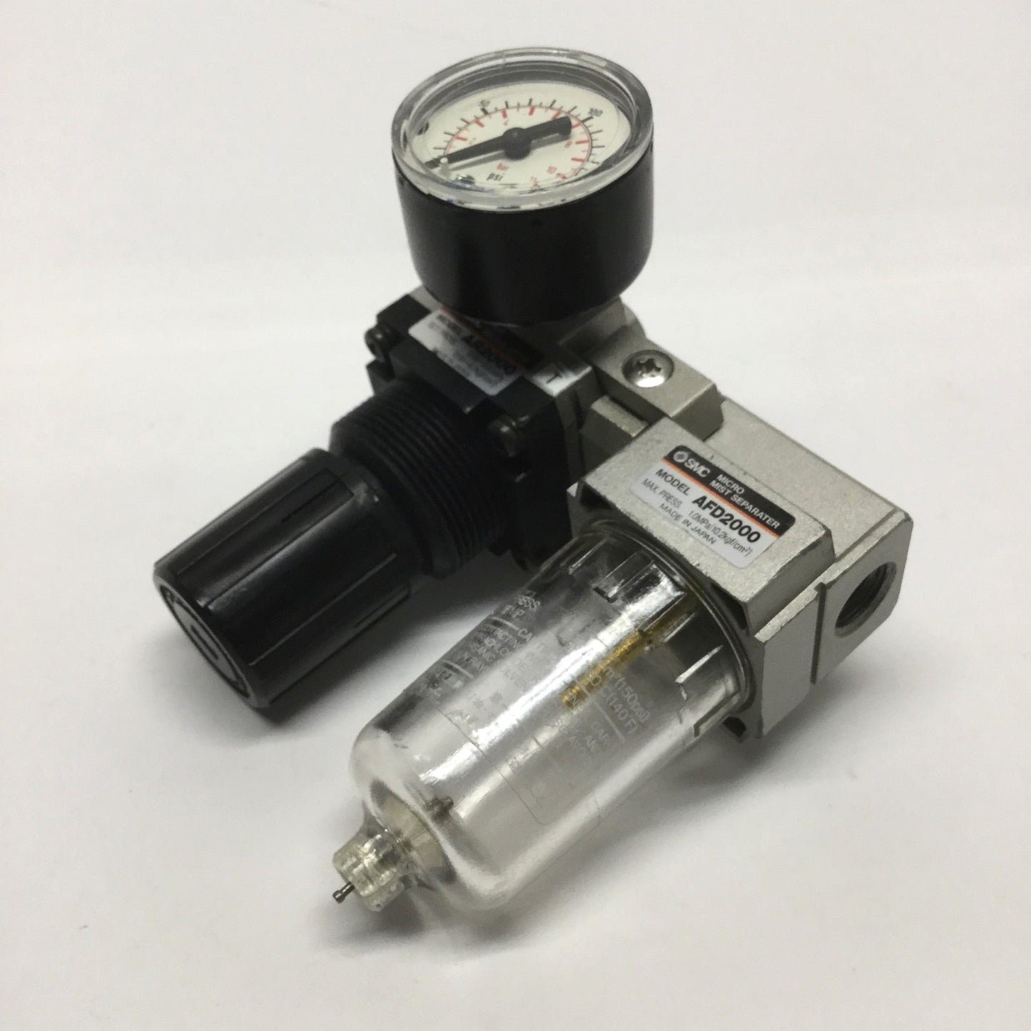 Used SMC AR2000-02 & AFD2000-02 Regulator & Mist Separator 0.05-0.85MPa, 1/4" Rc